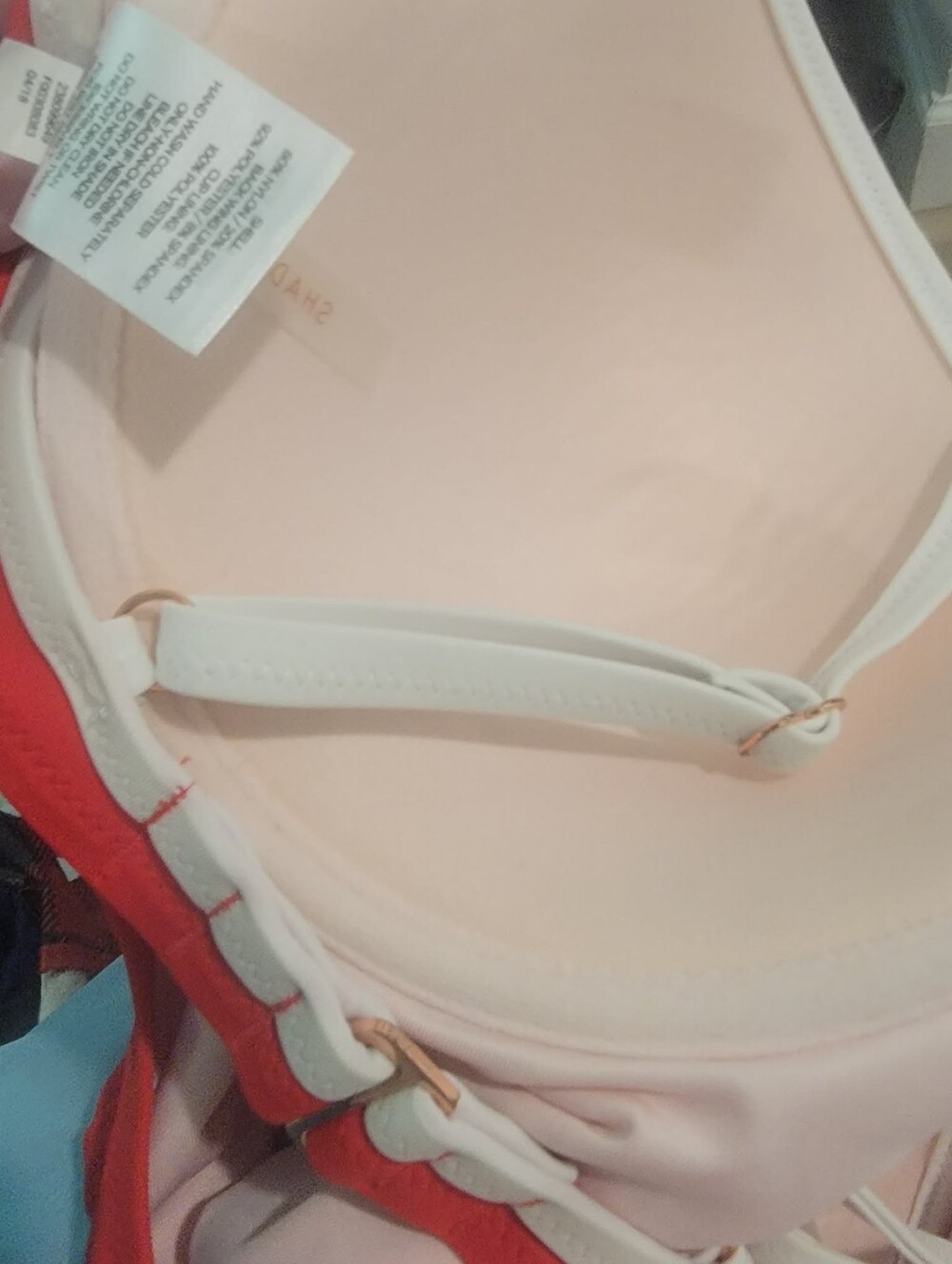 Shade & Shore 34DD Underwire Red with White Trim One Piece Swimsuit - Picture 9 of 9